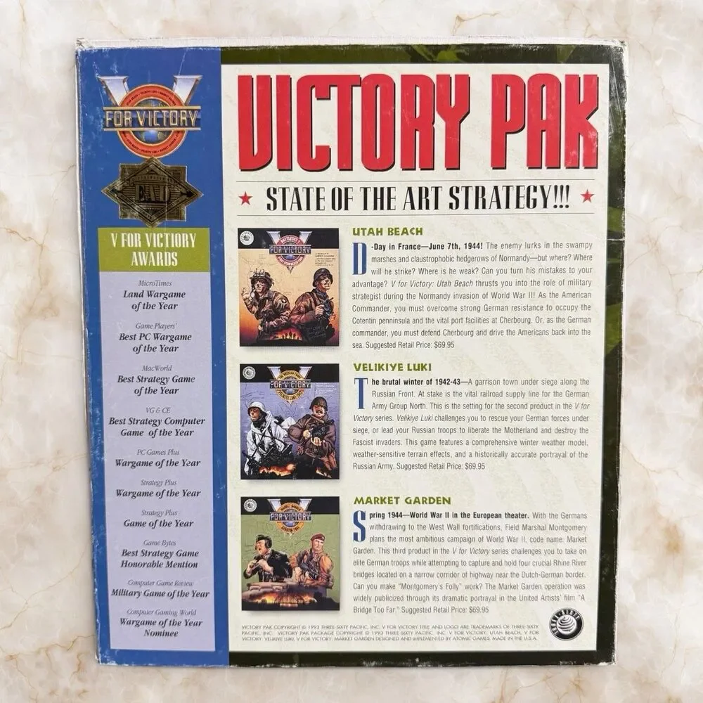 Victory Pak V For Victory IBM PC 3.5” Floppy Game Bundle Complete Big Box 1993
